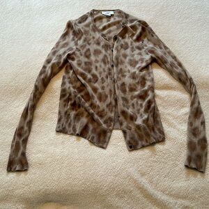 Ann Taylor Women’s Small Cardigan button down sweater leopard style Merino Wool